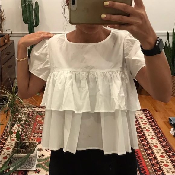 Tops - Babydoll Peplum Ruffle Crop Top